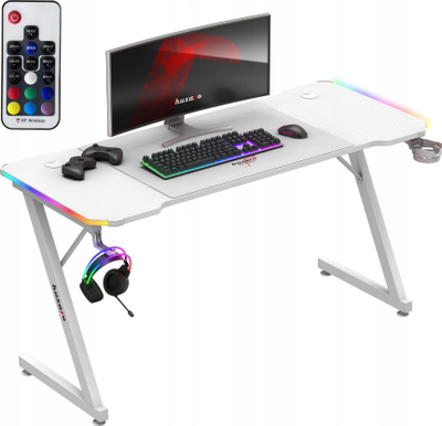 Tavolinë gaming Huzaro Hero 3.3, 140x60cm, RGB, e bardhë