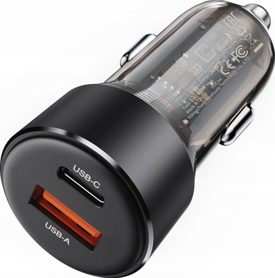 Karikues makine ACEFAST B12, 30W, 2 porta USB C USB A, transparent i zi