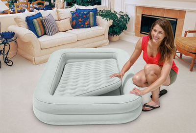 Krevat ajri për kalamaj Intex Kidz Travel Bed Set 66810NP, me pompë dore, me kornizë sigurie, gri e çelët