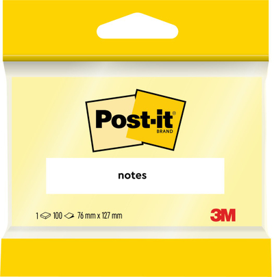 Shënime ngjitëse 3M Post-it Canary Yellow, 76x127 mm, 100 fletë, të verdha