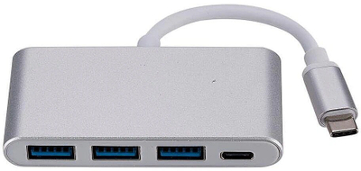 Hub USB RoGer AD15641, USB-C, 3 porta USB 3.0, ngjyrë argjendtë