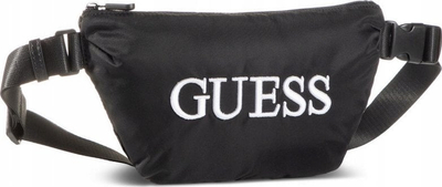 Çantë beli Guess Quatro, tekstil, 19x28.5x17 cm, për burra, e zezë
