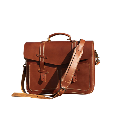 Çantë krahu me efekt ndryshku FD Leather, kafe