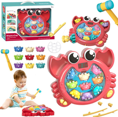 Loja shkathtësie për fëmijë Crab 2in1, set me 2 lojëra, e kuqe