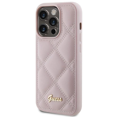 Mbrojtëse telefoni Guess GUHCP15LPSQSQSP, për iPhone 15 Pro 6.1", me stil quilted, rozë