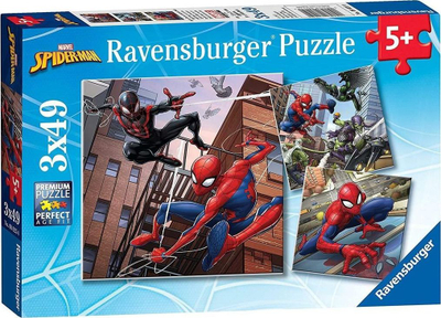 Puzzle Ravensburger Spider-Man, set 3x49 copa, për kalamaj 5+