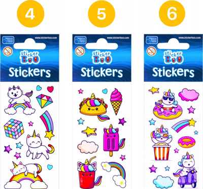 Sticker Boo Unicorn, set me stikera dekorativë, shumëngjyrësh
