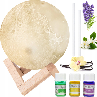 Difuzer arome me lagështues ajri Moon Lamp, LED, USB, i bardhë