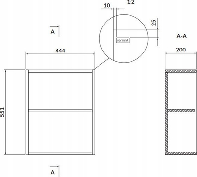 Kabinet anësor muri Cersanit Larga S932095, 44.4x20 cm, gri