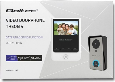 Videofon Qoltec Theon 4, ekran 4.3" TFT LCD, vizion natën, i bardhë