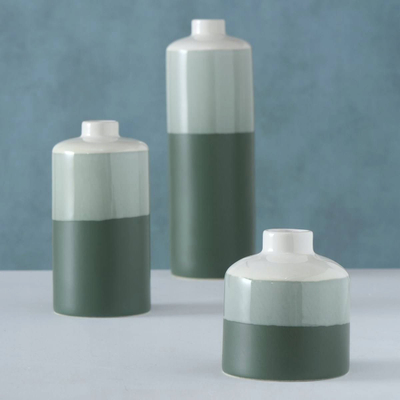 Set vazo porcelani Boltze Modern, 3 copë, dekorative, jeshile
