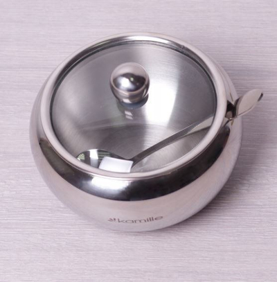 Enë për sheqer Kamille KM-7002, 460ml, e argjendtë