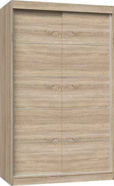 Dollap garderobe Iga 120, dyer rrëshqitëse, druri Oak Sonoma, kafe