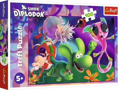 Puzzle Trefl Curious Diplodocus, 100 pjesë, për fëmijë, shumëngjyrësh