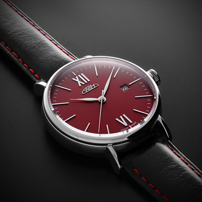 Orë dore për meshkuj Prim Retro Elegance 2023 W01P.13196.F, e zezë/kuqe