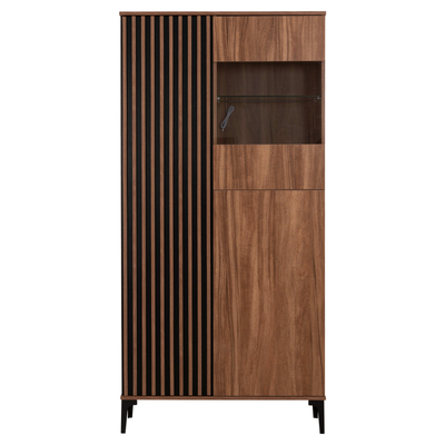 Vitrinë Harry Series HM18011.01, melaminë, 90x40x185 cm, dru natyral e zezë