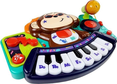 Pianino interaktive për bebe Hola DJ Monkey, me mikrofon, drita dhe tinguj, shumëngjyrësh
