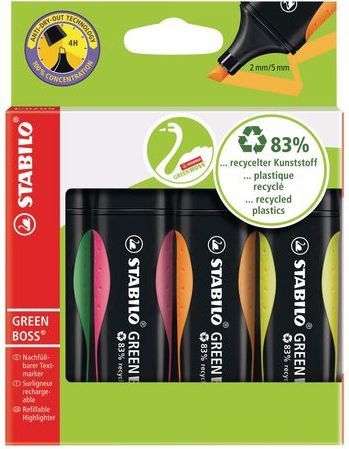 Set markerësh Stabilo Green Boss SCH250, 4 ngjyra, highlighter