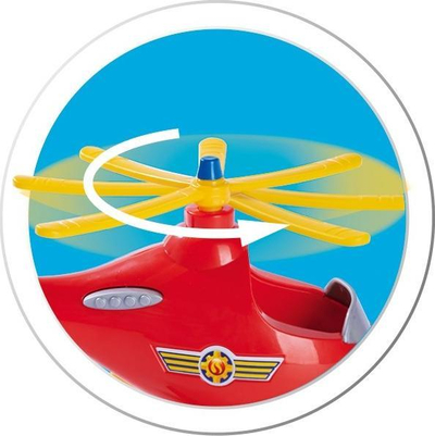 Lodër helikopter Fireman Sam Wallaby, me figurën e Tom Thomas, me drita dhe tinguj, i kuq