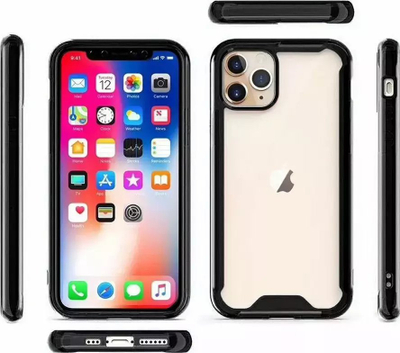 Mbulesë Mocco Protective Acrylic Air Case për iPhone 12 Pro Max, transparente, e zezë