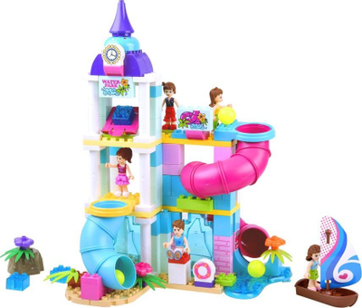 Set blloqesh ndërtimi JDLT ZA2883, park ujor, 155 copa, shumëngjyrësh