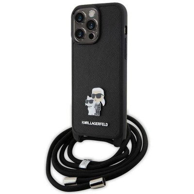 Mbrojtëse telefoni Karl Lagerfeld KLHCP15XSAKCPSK, për iPhone 15 Pro Max 6.7", hardcase, me rrip, e zezë