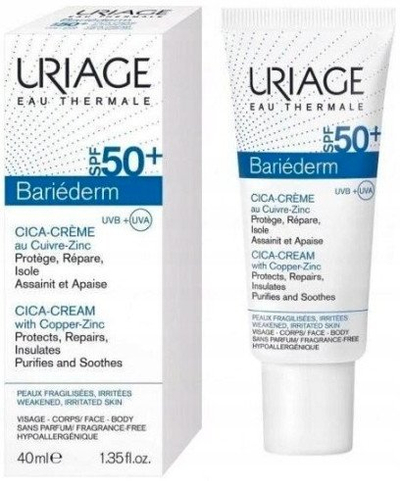 Krem rigjenerues për fytyrë Uriage Bariéderm Cica-Cream, SPF50+, 40ml, i bardhë