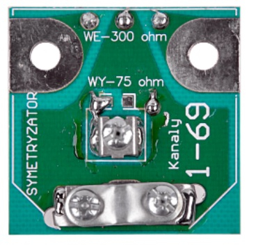 Bord simetrizues antene DVB T2, kanalet 1–69, 300 në 75 Ohm, jeshil