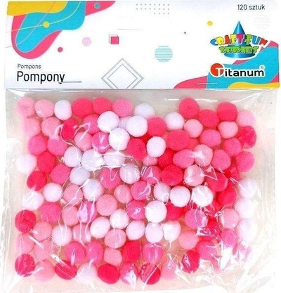 Pompoma zbukuruese Titanum, 10 mm, set me 120 copë, me shumë ngjyra