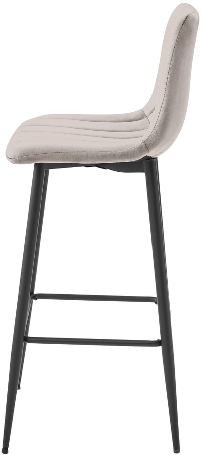 Set karrigesh bari Oskar Barstool POZZA, velur, këmbë të zeza, bezhë e errët