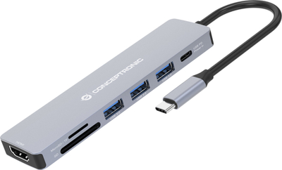 Docking station Conceptronic Donn19g, USB 3.2 Gen 1 Type C, për laptop, gri