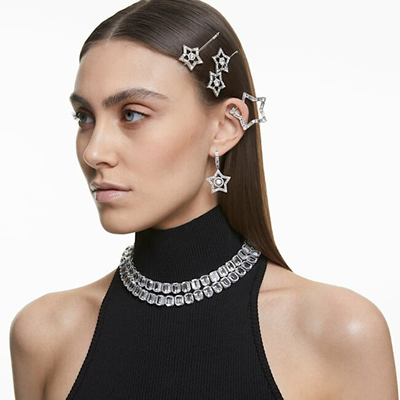 Qafore për femra Swarovski, e argjendtë