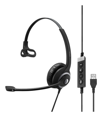 Еднострана слушалка Sennheiser SC 230 MS II, USB, со микрофон со поништување на шум, црна