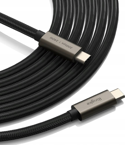 Kabllo USB C Ringke, USB 3.2 Gen 2x2, 240W, 2m, e zezë
