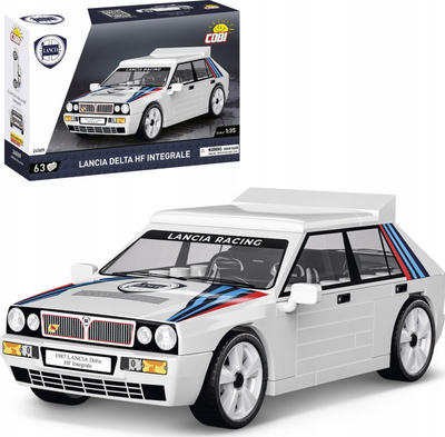Set ndërtimi Cobi Lancia Delta HF Integrale, 63 copa, shkallë 1:35, e bardhë me shumë ngjyra