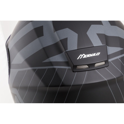 Helmetë moto Cassida Modulo 2.1 Profile Vision, integral modular, i zi mat gri reflektues