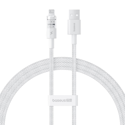 Kabllo karikimi Baseus Gem, USB A në Lightning, 1m, 2.4A, e bardhë