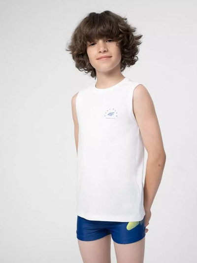 Maicë pa mëngë për kalamaj 4F Surf Gang, Regular Fit, pambuk, e bardhë