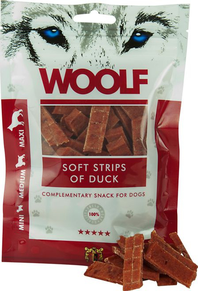 Shujtë për qen Brit Woolf Soft Stripe Duck, 100g, mish pate