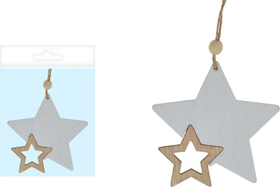 Varëse druri Star, në formë ylli 8cm, e bardhë