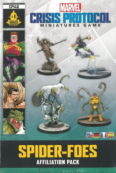 Lojë me miniatura Atomic Mass Games Marvel Crisis Protocol Spider Foes Affiliation Pack, zgjerim, 2 lojtarë, shumëngjyrëshe