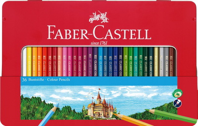 Сет дрвени боици Faber-Castell 115886, шестоаголно тело, 36 парчиња, повеќебојни