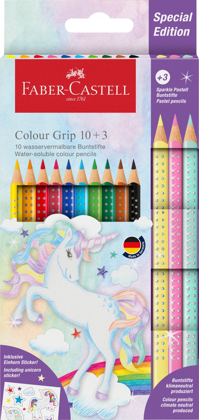 Set lapsa ngjyrues Faber Castell Unicorn, 13 copë, Colour Grip, shumëngjyrësh