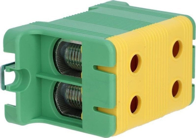 Lidhës shine DIN Ergom ZJUN-2x95 PE, 2-polar, 95mm², verdhë-jeshile