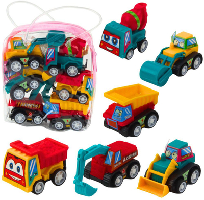 Set lodrash ndërtimi mini, 6 makina me tërheqje, me çantë