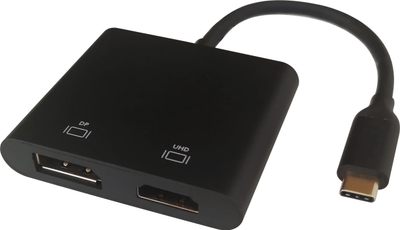 Adapter USB‑C Deltaco USBC HDDP, HDMI DP, 2x 4K 60Hz, i zi