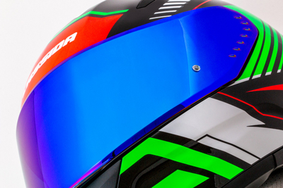 Helmë moto CASSIDA Aero Drome 2026, integrale, polikarbonat, e zezë perlë e kuqe jeshile e bardhë