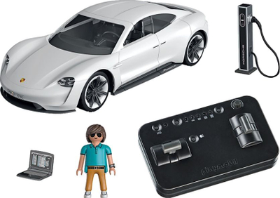 Set lodrash Playmobil Porsche Mission E 70765, me telekomandë RC, drita edhe zë, i bardhë