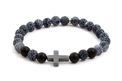 Byzylyk Beneto MINK60, rruaza Agate dhe Hematite, ngjyrë natyrale