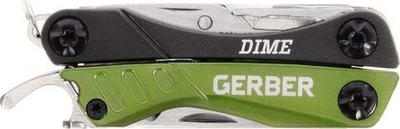 Multitool Gerber Dime, 10 funksione, çelik inox, jeshil